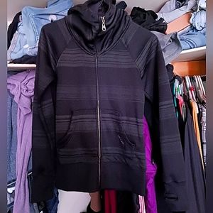 Billabong small women's hooded sweatshirt full zip up black charcoal